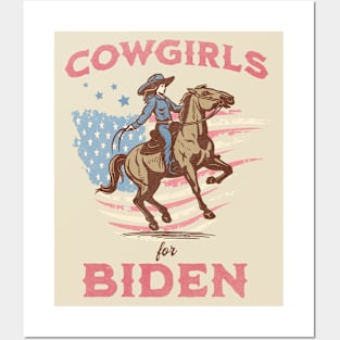 Cowgirls for Biden Western Retro Rodeo Posters and Art